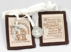White Scapular with Crucifix & St. Benedict Medal